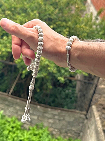 Maskülen Şıklıkta Oksitli Gümüş Kazaziye Zaza Tesbih ve Bileklik Kombini- Hediyelik Özel Kutusunda