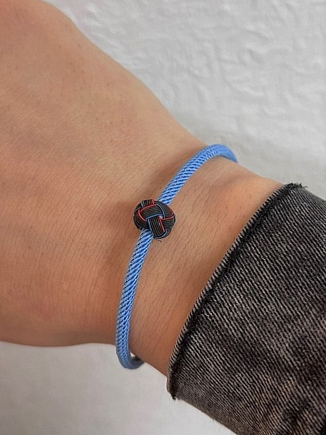 Mavi Gümüş Kazaziye Trabzon Spor Renkleri Örme Top Detaylı Gümüş Taraftar Bilekliği Bılts02esmavı