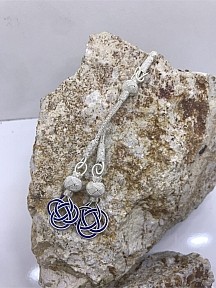 Mavi Şems Düğümü Ikili Gümüş Püskül