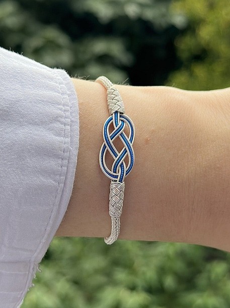 Mavi Sonsuzluk Gümüş Kazaziye Bileklik