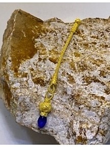 Mavi Zirkon Taşlı Altın Rengi Kısa Püskül