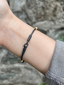 Oksitli Gümüş Kazaziye Altın Dorika Boncuklu Bileklik