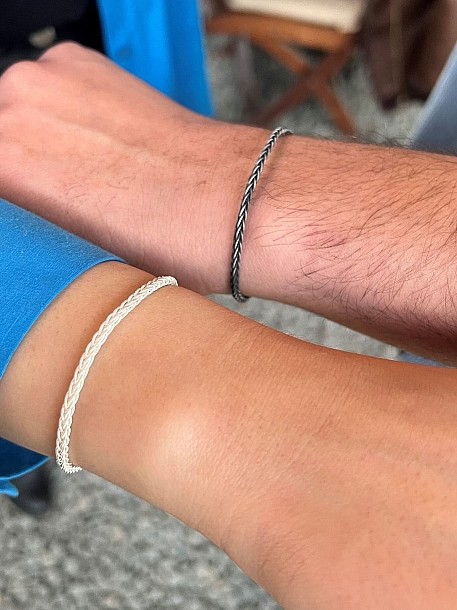 Özel Çiftler Serisi Gümüş Kazaziye Tilki Kuyruğu Örgü Bileklik - Biri Size Biri Sevdiğinize