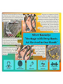 Renkli Gül Detaylı Dört Sallantılı Oksitli Gümüş Kazaziye El Örmesi Dörtlü Tesbih Püskülü