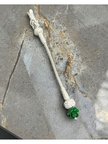 Renkli Gül Modelli Tekli Oksitli Gümüş Kazaziye Tesbih Püskülü, Tüm Tespihler İçin Uygun