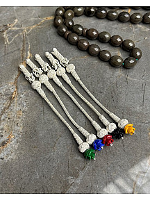 Renkli Gül Modelli Tekli Oksitli Gümüş Kazaziye Tesbih Püskülü, Tüm Tespihler İçin Uygun