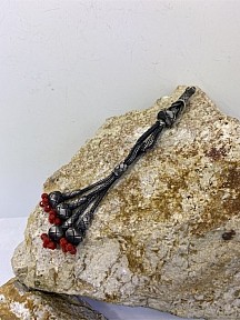 Şahinbey Kırmızı Tomurcuk Oksitli Gümüş Tesbih Püskülü