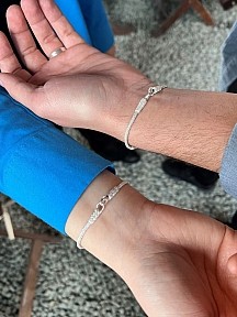 Sevgililer Günü Özel Çiftler Serisi Gümüş Kazaziye Sonsuzluk Bileklik- Biri Size Biri Sevdiğinize