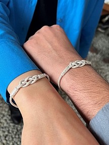 Sevgililer Günü Özel Çiftler Serisi Gümüş Kazaziye Sonsuzluk Bileklik- Biri Size Biri Sevdiğinize