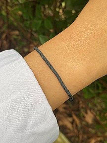 Siyah- Gold Gümüş Kazaziye Zincir Örgü Bileklik