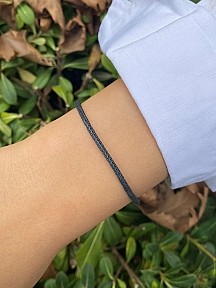 Siyah Beyaz Gümüş Kazaziye Örgü Bileklik