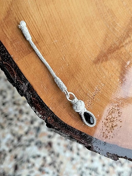 Siyah Taşlı Kısa Gümüş Tesbih