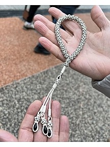 Siyah Zirkon Taşlı Siyah Beyaz Özel Örgü Gümüş Kazaziye Tesbih