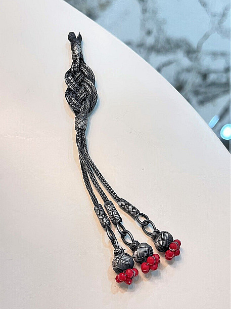 Sonsuzluk Motifli Tüm Tesbihlere Uygun Oksitli Gümüş Kazaziye Püskül