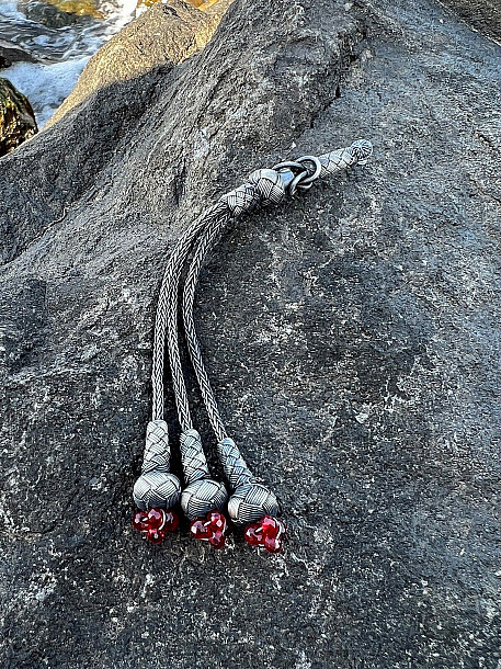 Tomurcuk Model Gümüş Kazaziye Üçlü Tesbih Püskülü