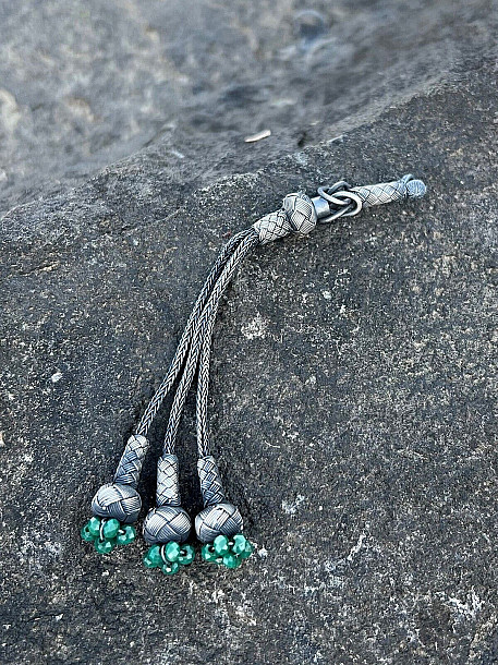 Tomurcuk Model Gümüş Kazaziye Üçlü Tesbih Püskülü