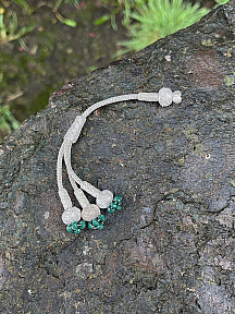 Üç Sallantılı Gümüş Kazaziye Renkli Boncuk Detaylı Tesbih Püskülü