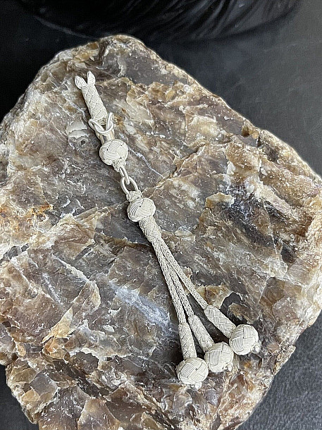 Üç Sallantılı Gümüş Kazaziye Tesbih Püskülü