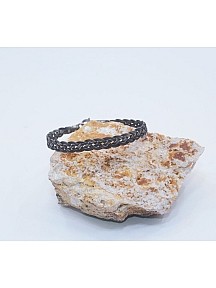 Unisex Gümüş Kazaziye Oksitli Üç Sıra Örgü Bileklik