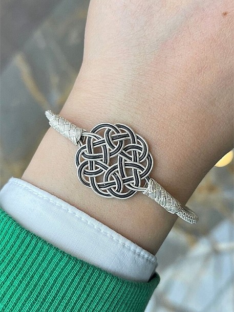 El Örgüsü Kazaziye Oksitli Gümüş Bileklik | Aşk Düğümü Model | Özel Ölçü & Renk Seçeneğiyle Hediye