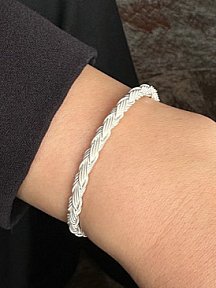 Belis Özel Örgü Kelepçe Gümüş Kazaziye Bileklik