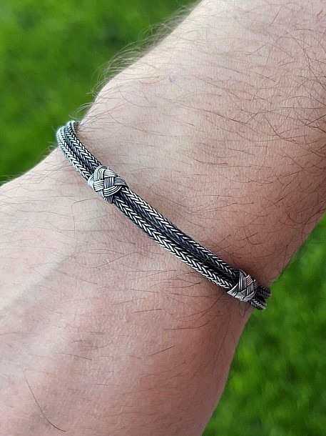 Çift Zincir Oksitli Gümüş Kazaziye Bileklik