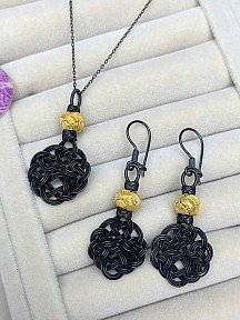 Kazzaze Gümüş Kazaziye Aşk Düğümü Kolye Küpe Set - Set010 Hediyelik Özel Koleksiyon