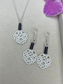 Gümüş Kazaziye Aşk Düğümü Kolye Küpe Set - Set03
