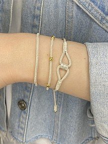 Gümüş Kazaziye Bileklik Üçlü Kombin El Örgüsü Bileklik Seti