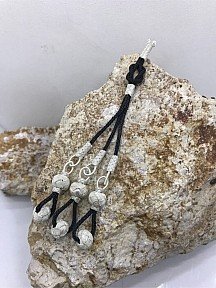 Gümüş Siyah Kombin Gemici Düğümü Üçlü Gümüş Tesbih
