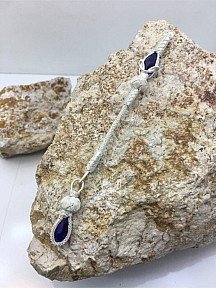 Mavi Taşlı Gümüş Püskül