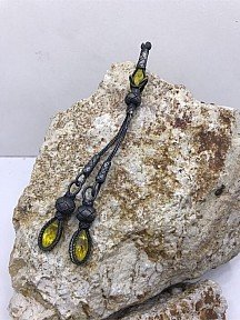 Sarı Kristal Taşlı Oksitli Püskül