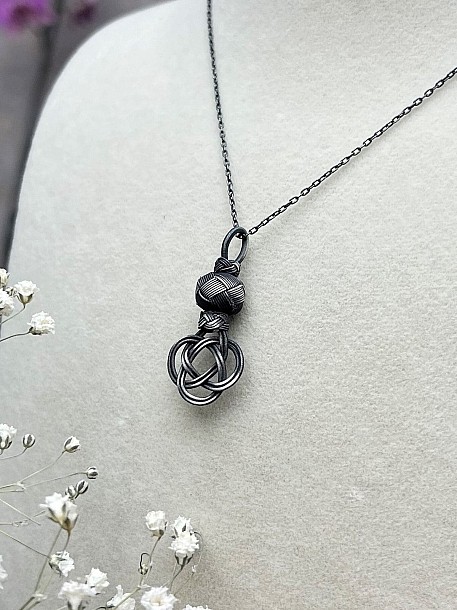 Şems Düğümü Gümüş Kazaziye Kolye