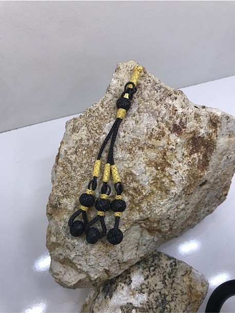 Yaldız Siyah Kombin Top Sallantılı Üçlü Gümüş Tesbih Püskülü