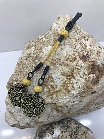 Yaldızlı Siyah Kombin Aşk Düğümü Ikili Püskül