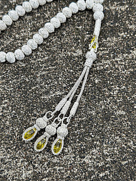 Zirkon Taşlı Gümüş Kazaziye Üç Püsküllü Tesbih