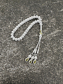 Zirkon Taşlı Gümüş Kazaziye Üç Püsküllü Tesbih